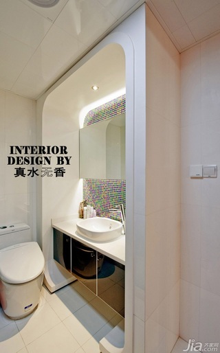 简约风格公寓时尚红色富裕型100平米主卫浴室柜效果图