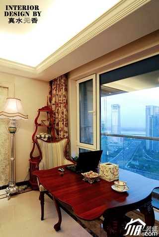新古典风格公寓古典原木色豪华型140平米以上客厅窗帘效果图