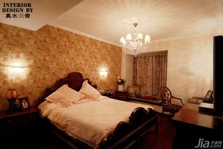 新古典风格公寓古典原木色豪华型140平米以上卧室壁纸效果图
