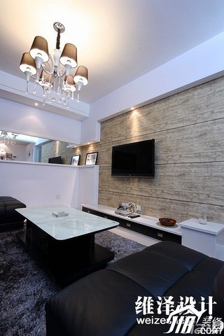 简约风格公寓时尚冷色调富裕型80平米客厅电视背景墙沙发效果图