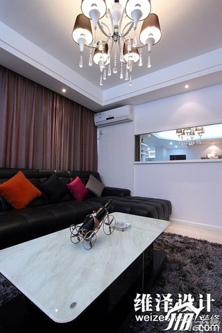 简约风格公寓时尚冷色调富裕型80平米客厅沙发效果图