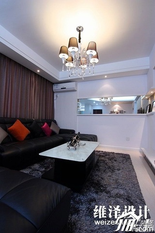 简约风格公寓时尚冷色调富裕型80平米客厅窗帘图片