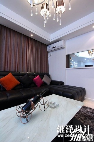 简约风格公寓时尚冷色调富裕型80平米客厅窗帘效果图