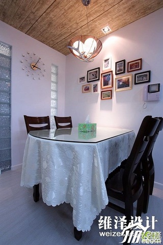 简约风格公寓时尚冷色调富裕型80平米餐厅照片墙餐桌图片