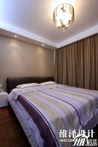 简约风格公寓时尚冷色调富裕型80平米卧室窗帘图片