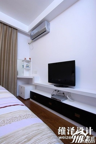 简约风格公寓时尚冷色调富裕型80平米卧室电视柜效果图