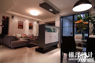 简约风格公寓时尚米色富裕型100平米客厅隔断沙发效果图