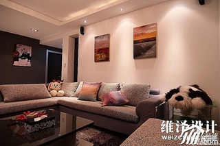 简约风格公寓时尚米色富裕型100平米客厅沙发图片