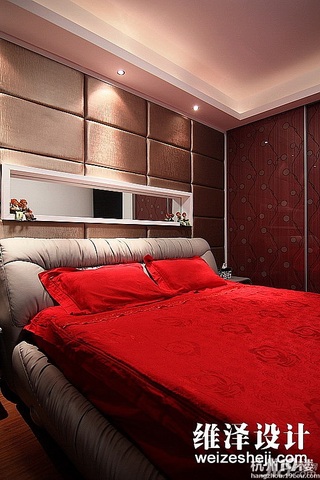 简约风格公寓时尚米色富裕型100平米床头软包床效果图