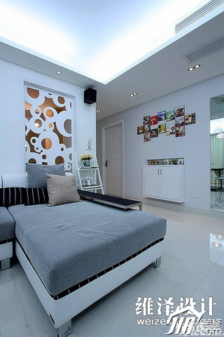 简约风格公寓时尚白色富裕型110平米客厅照片墙设计图纸