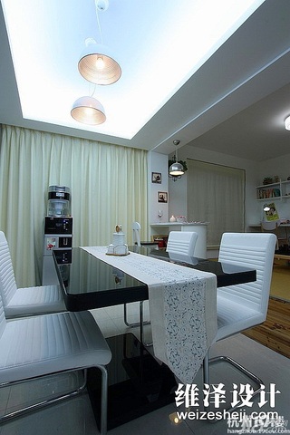 简约风格公寓时尚白色富裕型110平米餐厅餐桌效果图