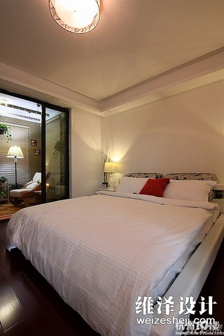 简约风格公寓时尚白色富裕型110平米卧室床效果图