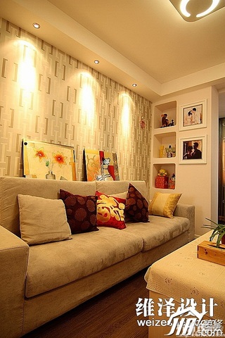 简约风格公寓富裕型60平米客厅隔断壁纸图片