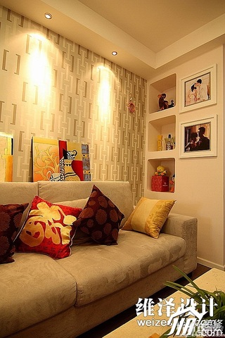 简约风格公寓富裕型60平米客厅壁纸图片