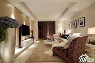 简欧风格复式富裕型客厅沙发背景墙沙发婚房平面图