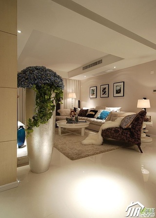 简欧风格复式富裕型客厅沙发背景墙沙发婚房设计图纸
