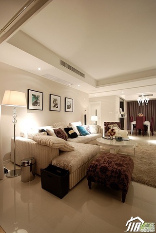简欧风格复式简洁富裕型客厅沙发背景墙沙发婚房设计图