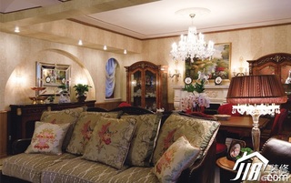 美式乡村风格别墅豪华型客厅灯具图片