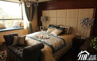 欧式风格公寓富裕型110平米床头软包飘窗床效果图