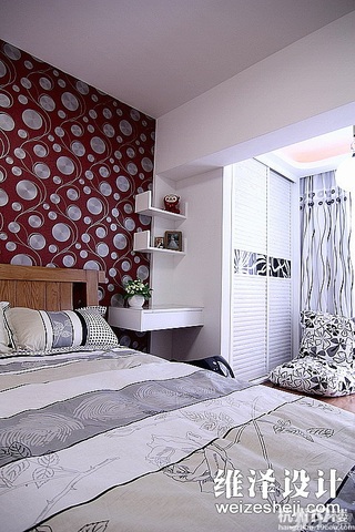 简约风格公寓大气富裕型90平米卧室壁纸效果图