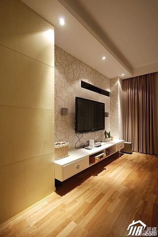 简约风格二居室简洁富裕型客厅电视背景墙电视柜效果图