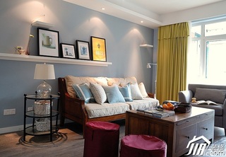 宜家风格二居室蓝色富裕型客厅沙发背景墙沙发图片