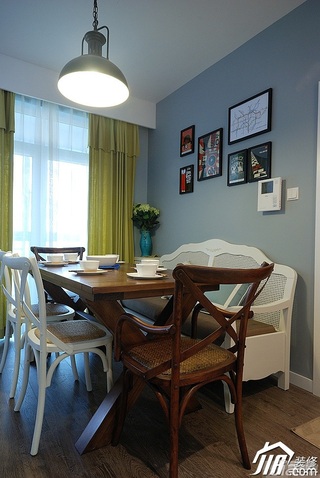 宜家风格二居室蓝色富裕型餐厅照片墙餐桌图片