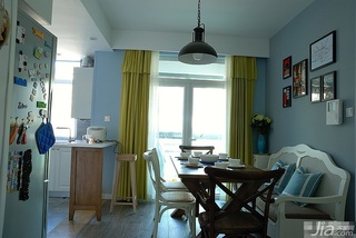 宜家风格二居室蓝色富裕型照片墙窗帘效果图