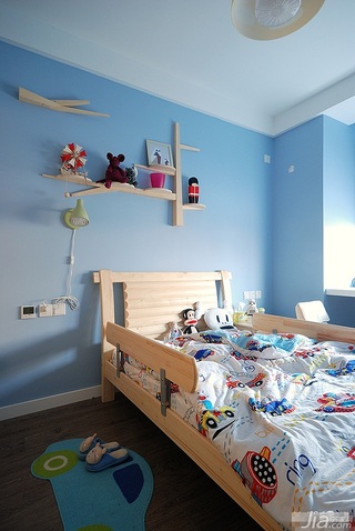 宜家风格二居室蓝色富裕型儿童房儿童床图片