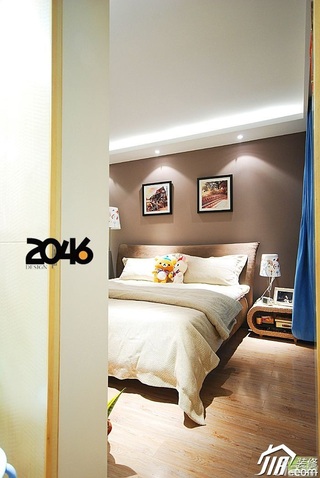 简约风格公寓3万-5万60平米卧室卧室背景墙床效果图