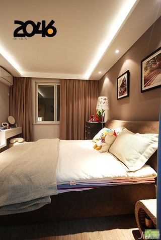 简约风格公寓3万-5万60平米卧室卧室背景墙床效果图