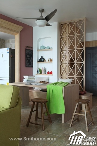 三米设计混搭风格公寓经济型100平米餐厅隔断餐桌图片