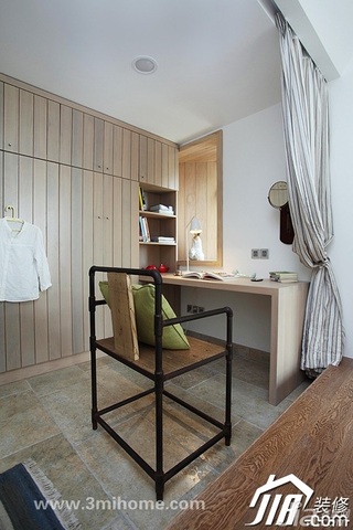 三米设计混搭风格公寓经济型100平米卧室地台窗帘图片