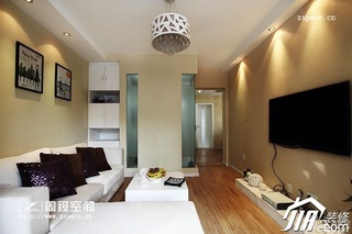 简约风格公寓咖啡色富裕型70平米客厅灯具沙发图片