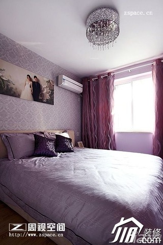 简约风格公寓咖啡色富裕型70平米卧室窗帘图片
