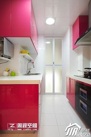 田园风格公寓小清新富裕型80平米厨房橱柜图片