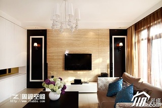 新古典风格别墅富裕型140平米以上客厅电视背景墙窗帘效果图