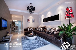 简约风格公寓时尚咖啡色富裕型100平米客厅灯具效果图
