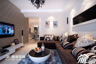 简约风格公寓时尚咖啡色富裕型100平米客厅壁纸效果图