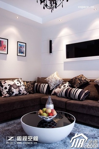 简约风格公寓时尚咖啡色富裕型100平米客厅沙发图片