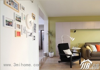 三米设计简约风格公寓经济型120平米客厅沙发背景墙设计图