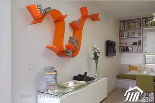 三米设计简约风格公寓经济型120平米书房书架效果图