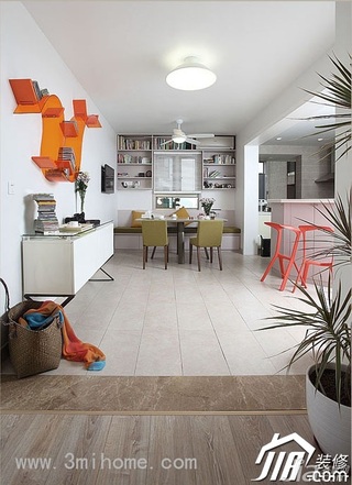 三米设计简约风格公寓经济型120平米客厅过道效果图