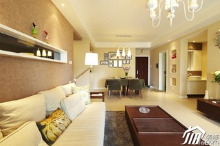 简约风格公寓时尚暖色调富裕型100平米客厅沙发背景墙餐桌效果图