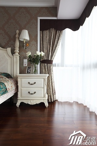 三米设计简欧风格公寓经济型120平米卧室窗帘图片