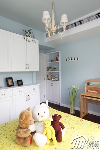 三米设计简欧风格公寓蓝色经济型120平米儿童房衣柜定制