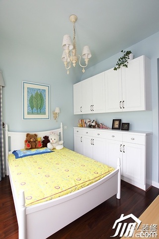 三米设计简欧风格公寓蓝色经济型120平米儿童房床效果图