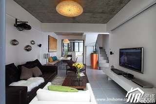 三米设计简约风格复式富裕型客厅吊顶沙发效果图