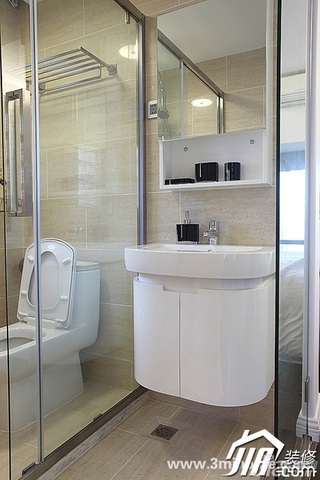 三米设计简约风格复式富裕型卫生间洗手台效果图