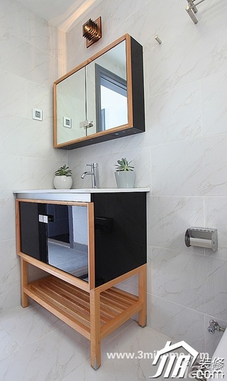 三米设计简约风格复式富裕型卫生间洗手台效果图
